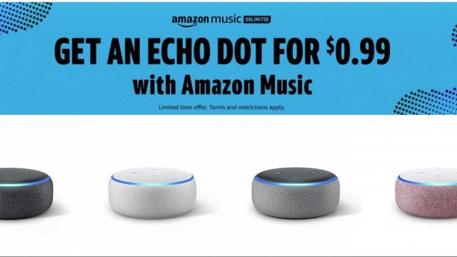 Echo Dot only $0.99 with 2 months of Amazon Music Unlimited (70% off)!