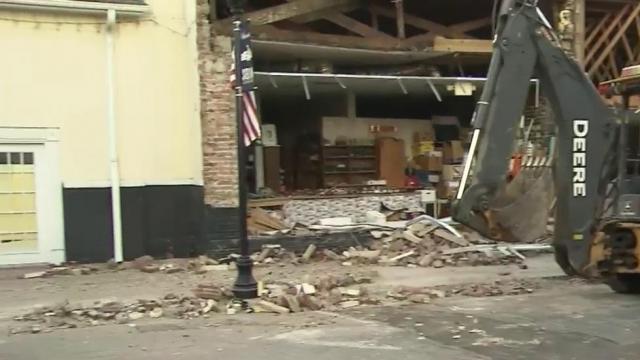 Crews cleaning up after part of building collapses in Selma