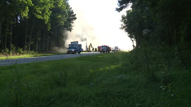 Live: Truck on fire on US 264 in Zebulon