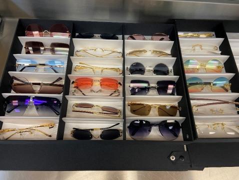 Fake sunglassess picked up at a traffic stop by Mooresville Police . Photo from NC Secretary of State 
