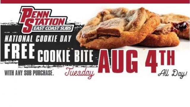 Penn Station East Coast Subs: Free cookie bite with sub purchase on 8/4