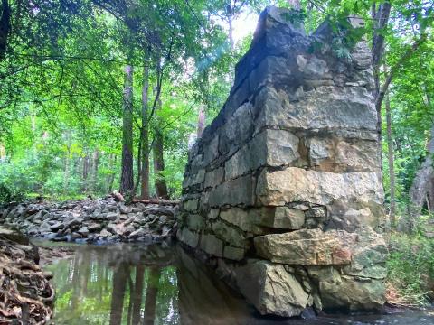 Historians believe this is the remains of the original Mill Brook, for which Millbrook Village took its name.