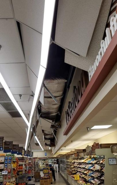 Earthquake shakes ceiling loose in Food Lion in Sparta, NC