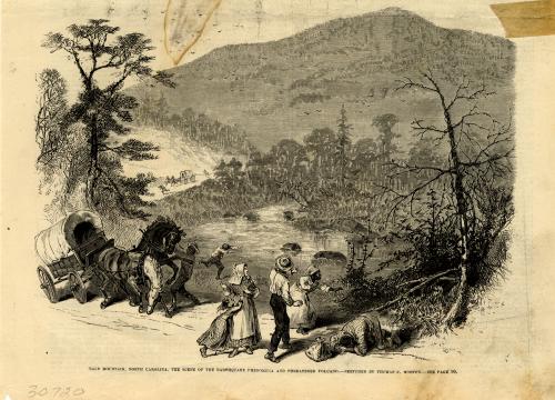 Illustration of Rumbling Bald Mountain from its months-long series of earthquakes in 1874.