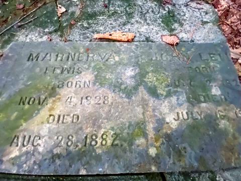Marnerva and John Lewis buried in the hidden Lewis Family cemetery in a Cary subdivision