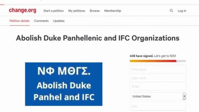 Petition aims to abolish 24 Greek organizations on Duke's campus