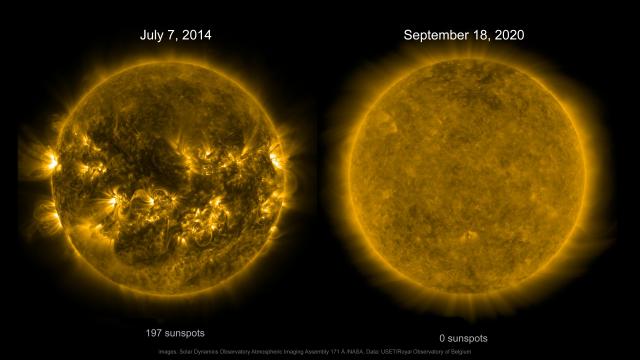 Comparison of activity in the Sun's atmosphere between solar maximum to solar minimum