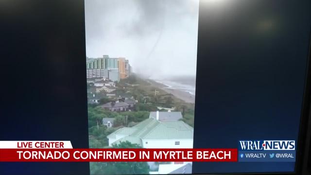 Video shows tornado hitting beach area in Myrtle Beach