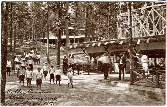Bloomsbury Park, another trolley park in Raleigh, came decades later than Brookside. It had a roller coaster. (Image courtesy of the State Archives of North Carolina).
