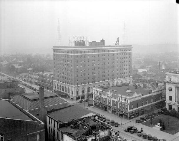 Sir Walter Hotel on Fayetteville Street, circa 1925. (Image courtesy of the State Archives of North Carolina)