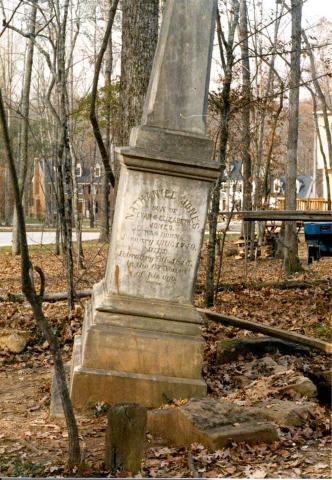 Nathaniel Jones' obelisk was leaning precariously.