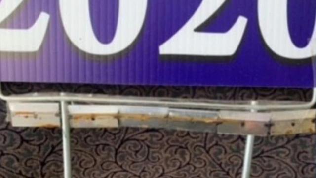 Booby-trapped Trump sign injures worker