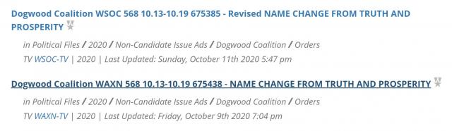 Dogwood Coalition FCC filings, October 2020