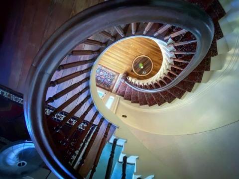Spiral staircases inside the historic Elmwood 1820.