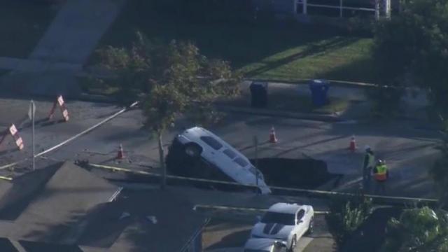 Uh-oh! Sinkhole swallows up van in California 