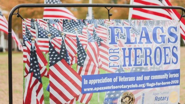Dozens of flags stolen from Apex Veterans Day event
