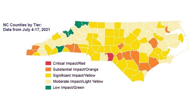 92 of NC's 100 counties now in 'red zone' or 'orange zone' for viral spread