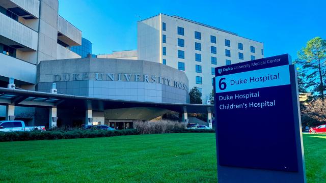 Healthcare workers protesting mandated vaccines at Duke Hospital