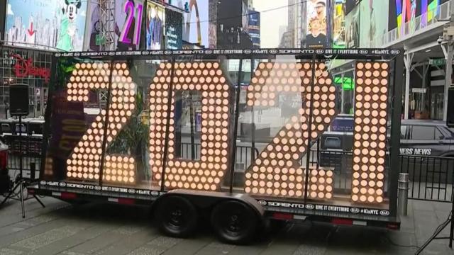 Almost over! 2021 lights arrive in Times Square for New Year's Eve 
