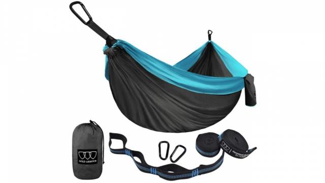 Portable Nylon Camping Hammock with straps & carabiners only $19.99