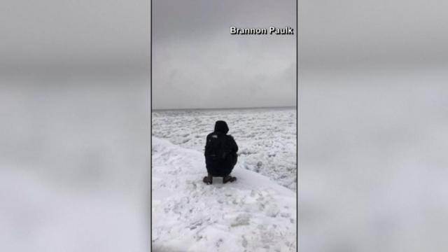 Parts of Lake Michigan frozen after winter weather 