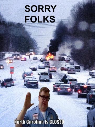 Sorry, folks! North Carolina's closed! On this day 7 years ago, this Glenwood Avenue snow photo went viral and turned into a national meme.