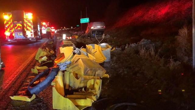 Car strikes barrier, flips in I-440 construction zone in Raleigh