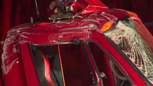 Johnston County firetruck overturns; driver and passenger recover from crash