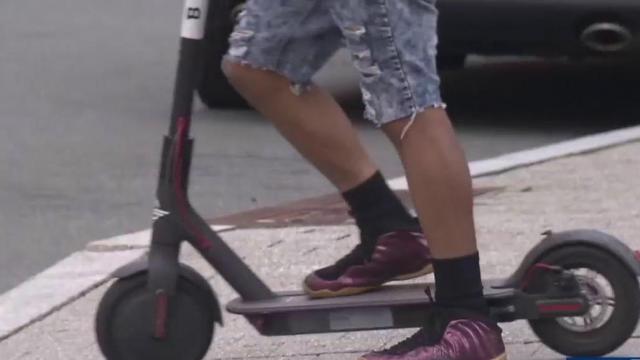 Corrals set up in Raleigh's Glenwood South area to keep scooters off sidewalks