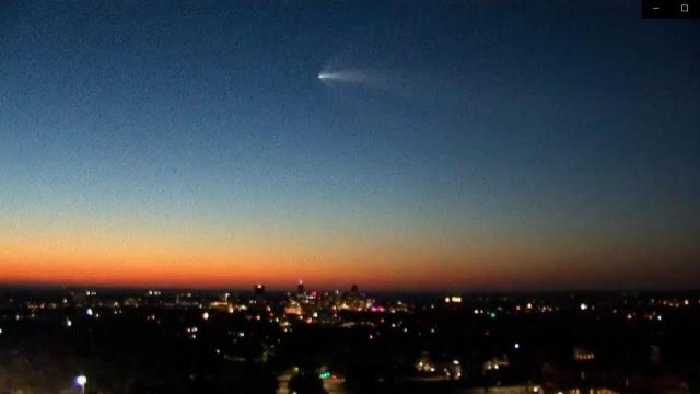 SpaceX rocket flying over Raleigh skyline creates awesome sight