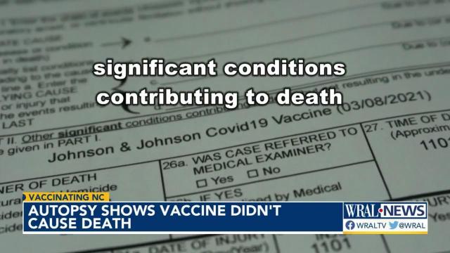 Autopsy shows vaccine did not cause NC woman's death