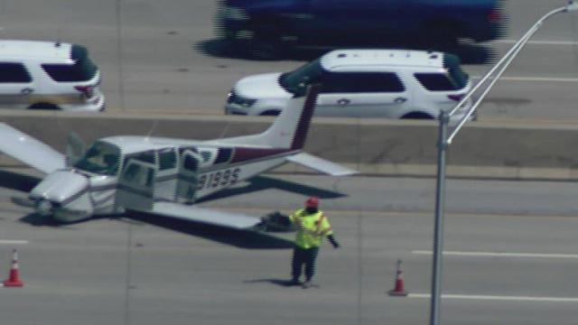 Plane lands on highway in Illinois