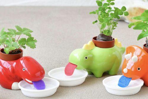 These Adorable Dinosaur Planters Water Your Plants For You