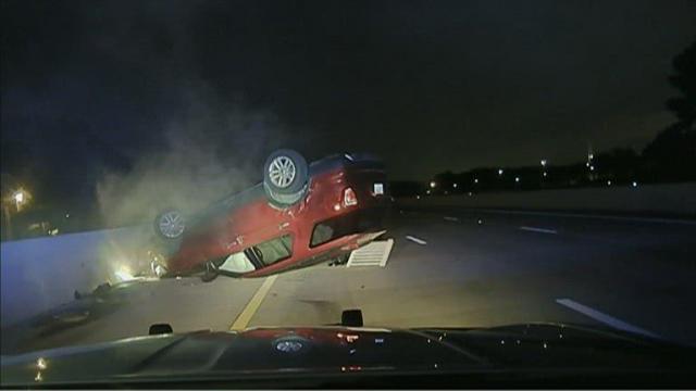 Trooper flips pregnant woman's SUV after chase