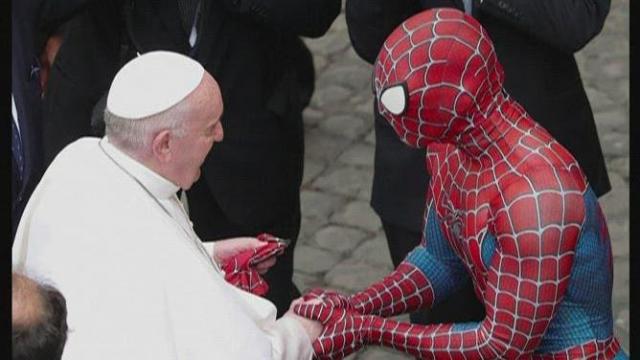 The Pope meets Spider-Man: Hero's work includes visiting hospitalized kids 