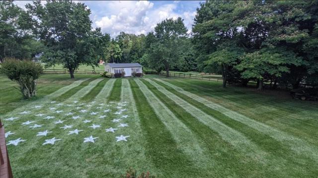 Hillsborough man turns lawn into American flag 