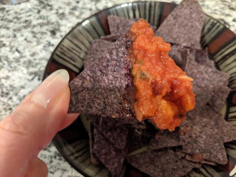 Garden of Eatin' Blue Crn Chips with salsa
