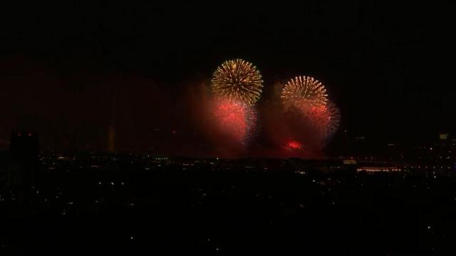 Fireworks light up the sky over Washington, DC on July 4
