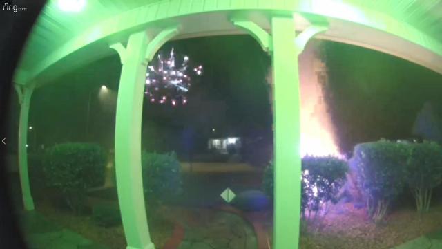 On cam: Fireworks strike bushes, set fire in yard 
