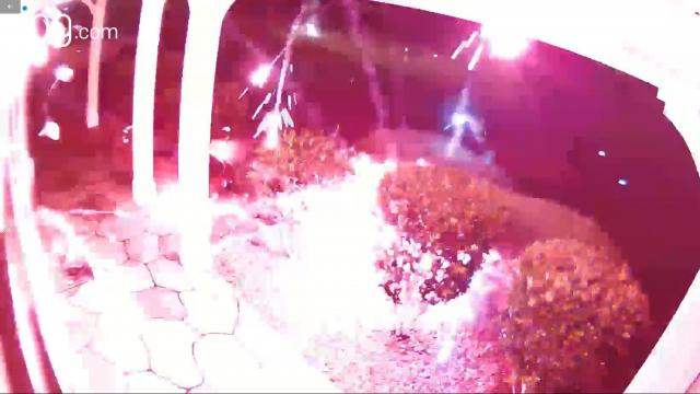 Doorbell cam shows fireworks start fire in WRAL Gilbert Baez' yard 