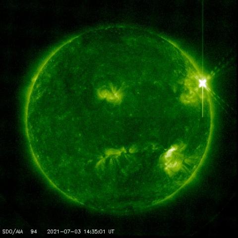 A solar flare erupted on July 3 causing brief radio blackouts when it reached Earth 8 mintues later. 