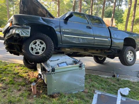A truck stolen from a Raleigh home Sunday morning was found hours later linked to the theft of an ATM from a Coastal Credit Union.