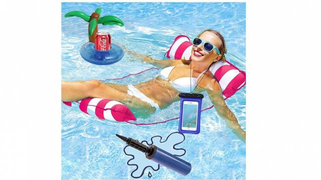 Inflatable Pool Hammock Float Set with drink holder only $9.99 (71% off)