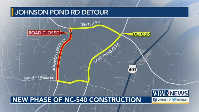 I-540 work means detours in S. Wake County