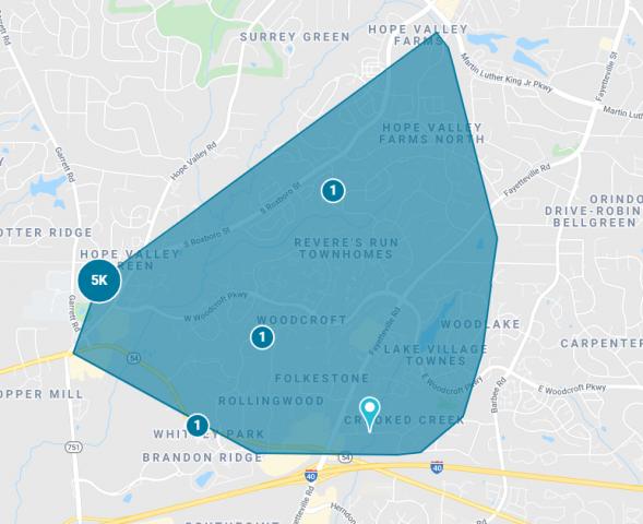 Power outage reported in Durham off Fayetteville Road.