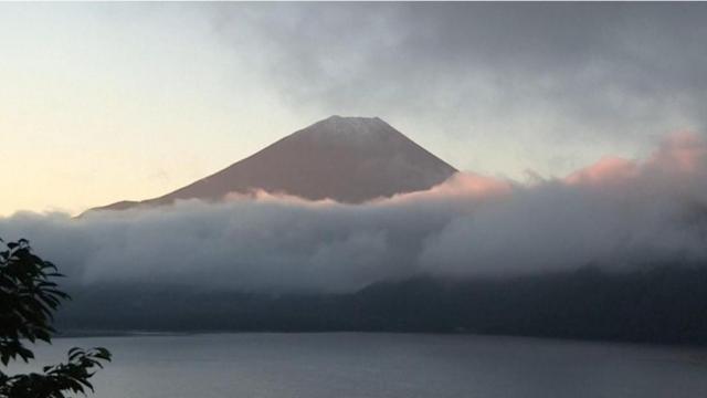 Mt. Fuji dons first snowcap of the season 