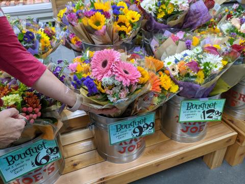 Floral bouquets at the new Trader Joe's in Morrisville, NC, 9-9-21