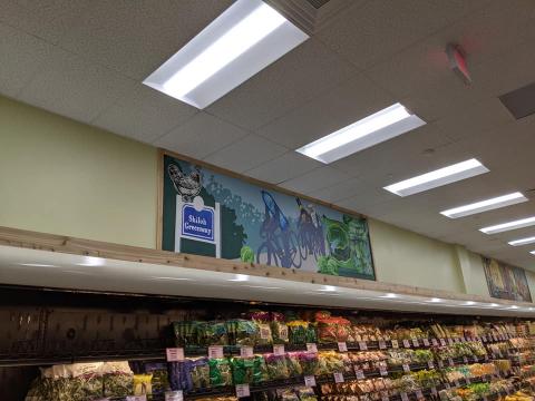 Greenway mural and produce at the new Trader Joe's in Morrisville, NC