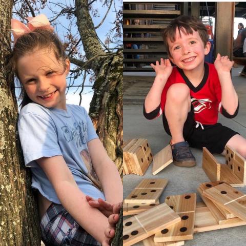 Two of my children playing outside at Ponysaurus Brewing in 2019. (Amy Davis)

