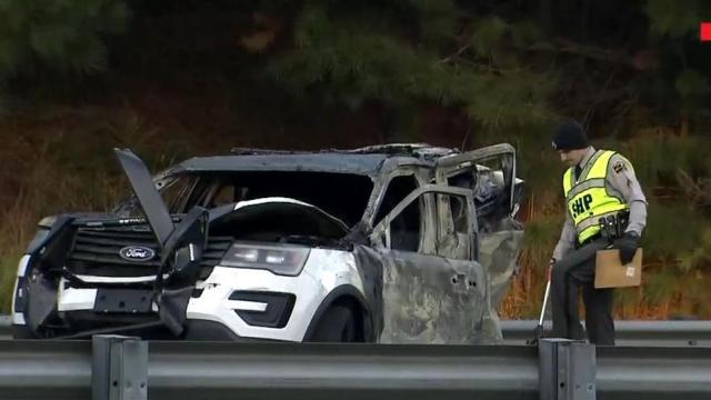Knightdale police SUV after the crash on I-540.